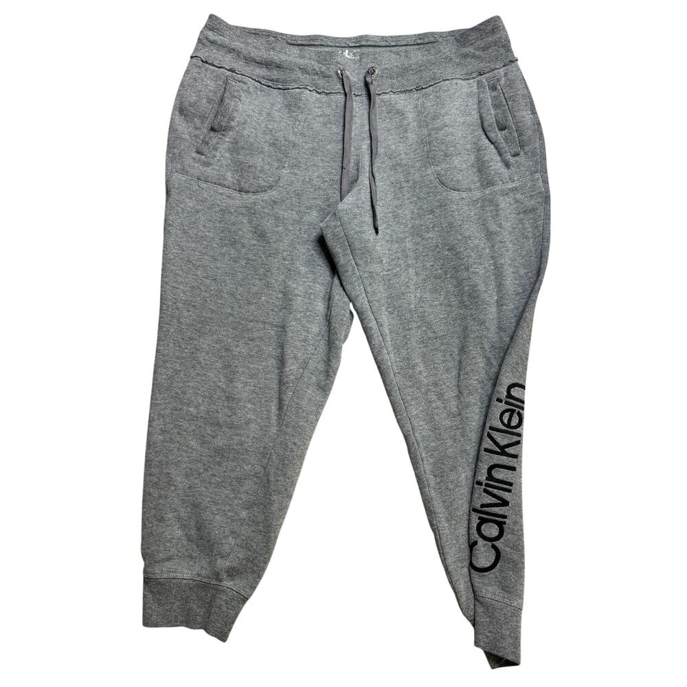 CALVIN KLEIN GREY GRAY SWEATPANTS PANTS LOUNGE WEAR JOGGER L LARGE WOMENS